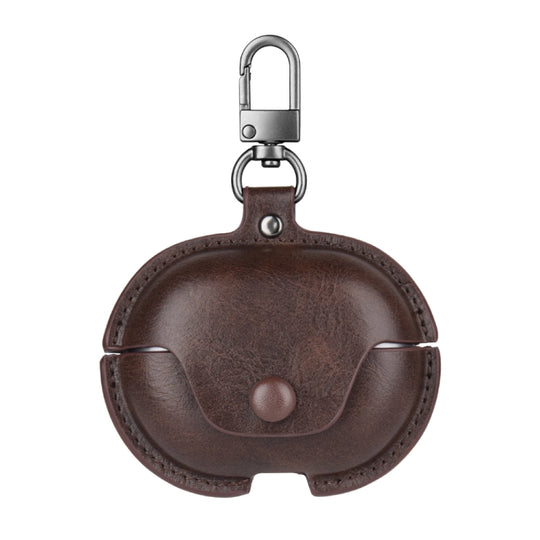 For Huawei FreeBuds Pro 2 Business Leather Earphone Protective Case with Hook(Dark Brown)