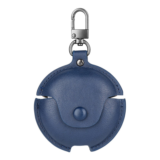 For Huawei FreeBuds 4i / 5i Business Leather Earphone Protective Case with Hook(Blue)