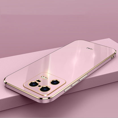 For Xiaomi 13 Pro XINLI Straight Edge 6D Electroplate TPU Phone Case with Ring Holder(Pink) - Xiaomi Cases by buy2fix | Online Shopping UK | buy2fix