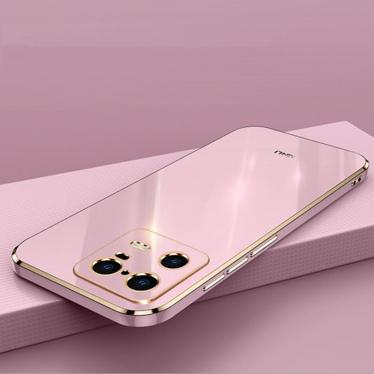 For Xiaomi 13 Pro XINLI Straight Edge 6D Electroplate TPU Phone Case with Ring Holder(Pink) - Xiaomi Cases by buy2fix | Online Shopping UK | buy2fix