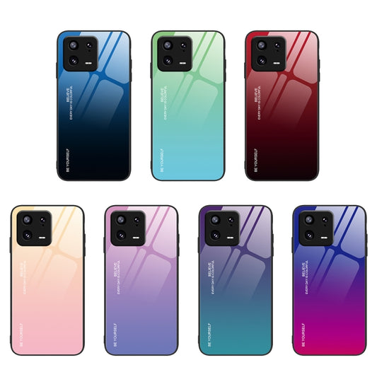 For Xiaomi 13 Gradient Color Glass Phone Case(Blue Black) - Xiaomi Cases by buy2fix | Online Shopping UK | buy2fix