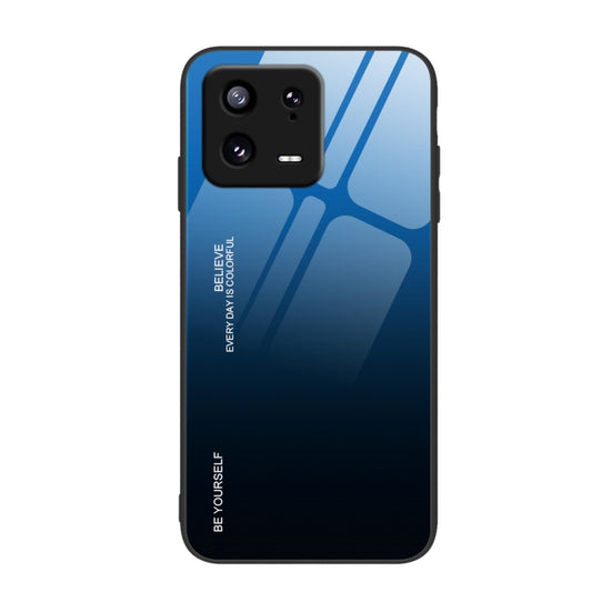 For Xiaomi 13 Pro Gradient Color Glass Phone Case(Blue Black) - Xiaomi Cases by buy2fix | Online Shopping UK | buy2fix