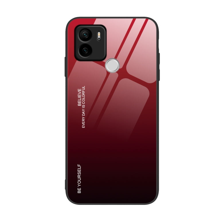 For Xiaomi Redmi A1+ Gradient Color Glass Phone Case(Red Black) - Xiaomi Cases by buy2fix | Online Shopping UK | buy2fix