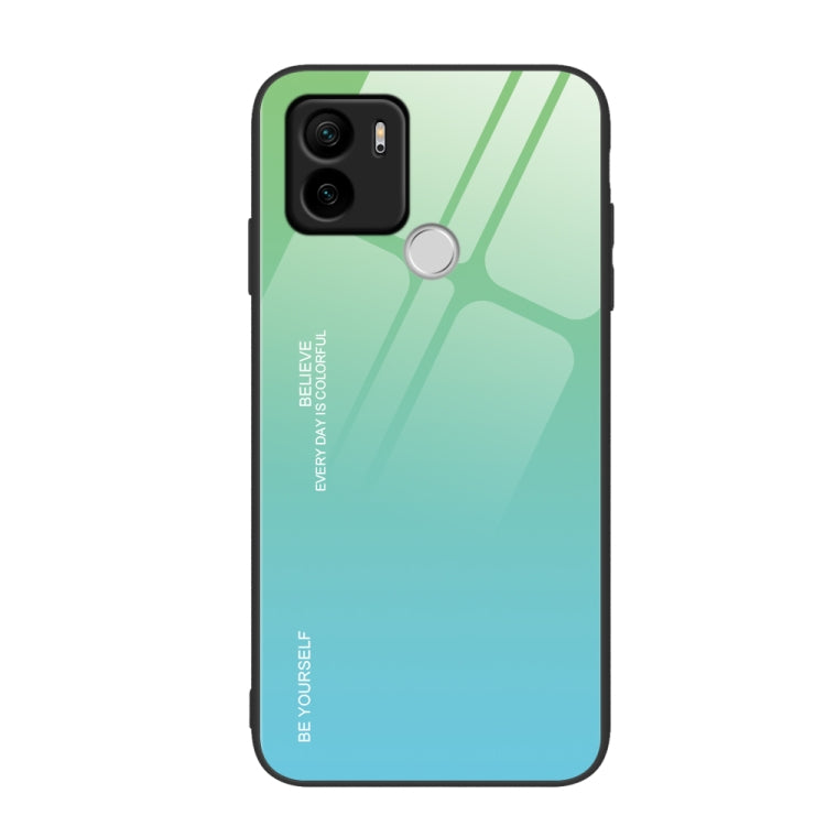 For Xiaomi Redmi A1+ Gradient Color Glass Phone Case(Green Cyan) - Xiaomi Cases by buy2fix | Online Shopping UK | buy2fix