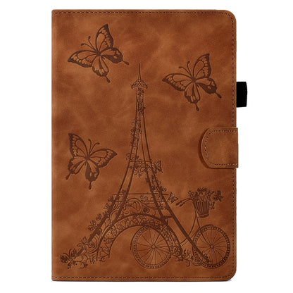 For Amazon Kindle Fire HD8 2022/2020 Tower Embossed Leather Smart Tablet Case(Brown) - Amazon by buy2fix | Online Shopping UK | buy2fix