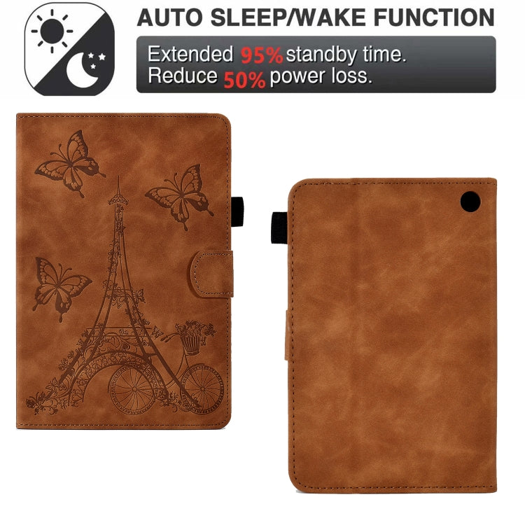 For Amazon Kindle Fire HD8 2022/2020 Tower Embossed Leather Smart Tablet Case(Brown) - Amazon by buy2fix | Online Shopping UK | buy2fix