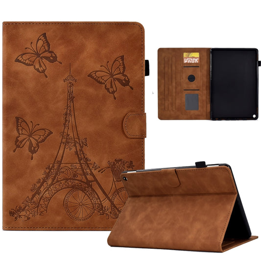 For Amazon Kindle Fire HD10 2021 Tower Embossed Leather Smart Tablet Case(Brown) - Amazon by buy2fix | Online Shopping UK | buy2fix