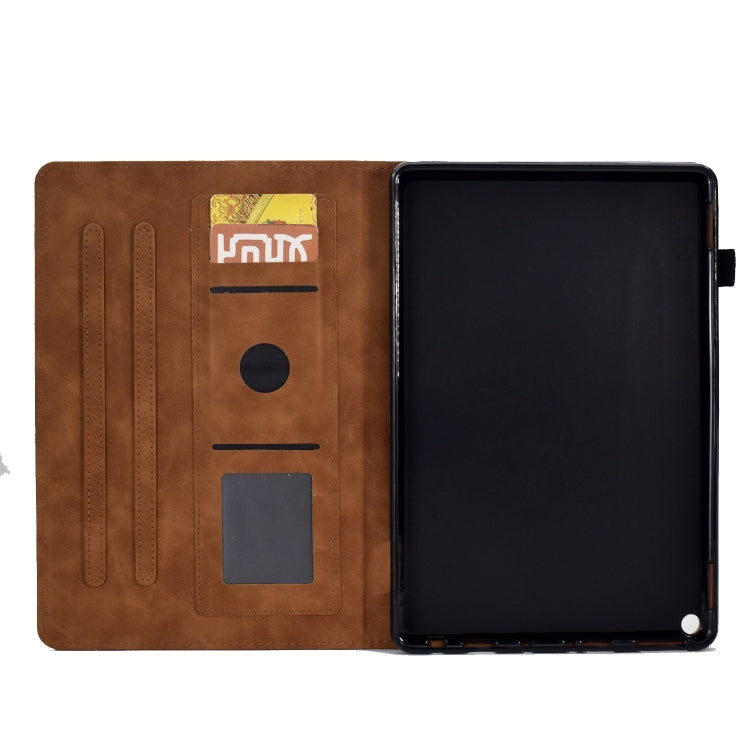 For Amazon Kindle Fire HD10 2021 Tower Embossed Leather Smart Tablet Case(Brown) - Amazon by buy2fix | Online Shopping UK | buy2fix