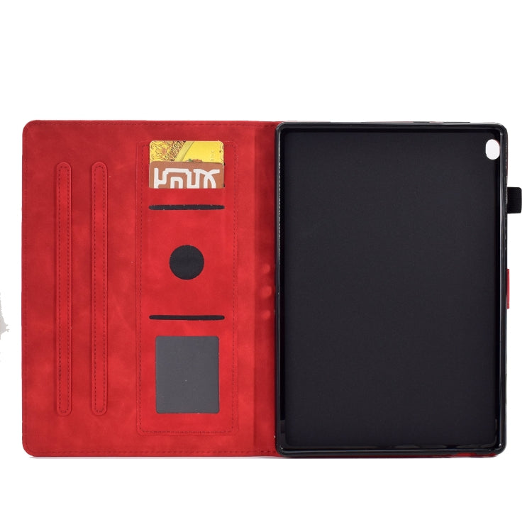 For Lenovo M10 Tower Embossed Leather Smart Tablet Case(Red) - Lenovo by buy2fix | Online Shopping UK | buy2fix