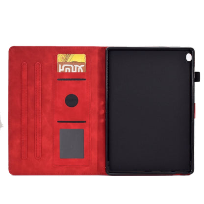 For Lenovo M10 Tower Embossed Leather Smart Tablet Case(Red) - Lenovo by buy2fix | Online Shopping UK | buy2fix