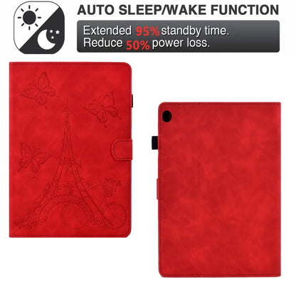 For Lenovo M10 Tower Embossed Leather Smart Tablet Case(Red) - Lenovo by buy2fix | Online Shopping UK | buy2fix