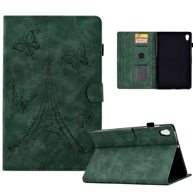 For Lenovo Tab M10 Gen 2 Tower Embossed Leather Smart Tablet Case(Green) - Lenovo by buy2fix | Online Shopping UK | buy2fix