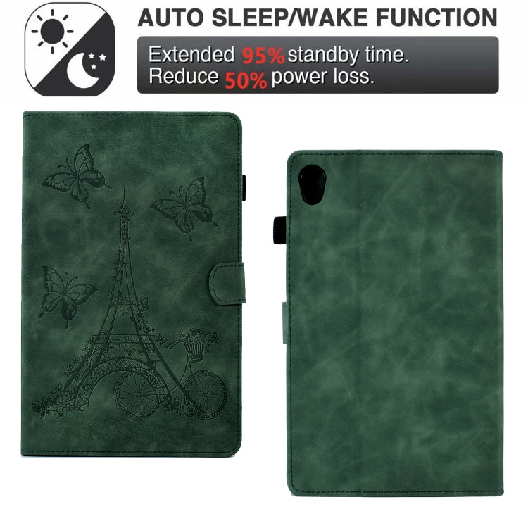 For Lenovo Tab M10 Gen 2 Tower Embossed Leather Smart Tablet Case(Green) - Lenovo by buy2fix | Online Shopping UK | buy2fix