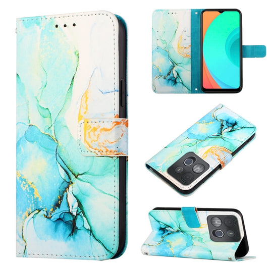 For Infinix Smart 7 X6515 PT003 Marble Pattern Flip Leather Phone Case(Green) - Infinix Cases by buy2fix | Online Shopping UK | buy2fix