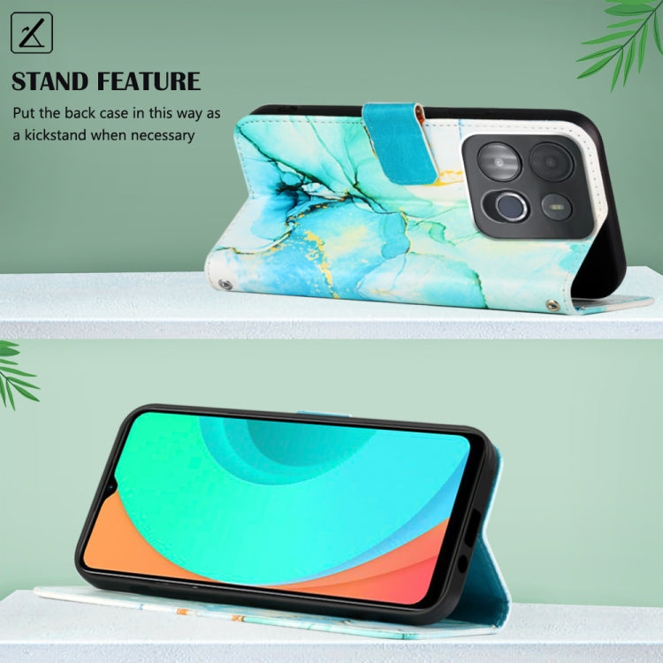 For Infinix Smart 7 X6515 PT003 Marble Pattern Flip Leather Phone Case(Green) - Infinix Cases by buy2fix | Online Shopping UK | buy2fix