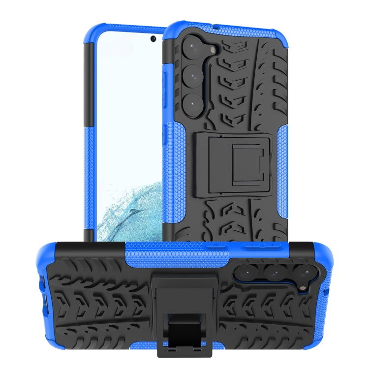 For Samsung Galaxy S23+ 5G Tire Texture TPU + PC Phone Case with Holder(Blue) - Galaxy S23+ 5G Cases by buy2fix | Online Shopping UK | buy2fix