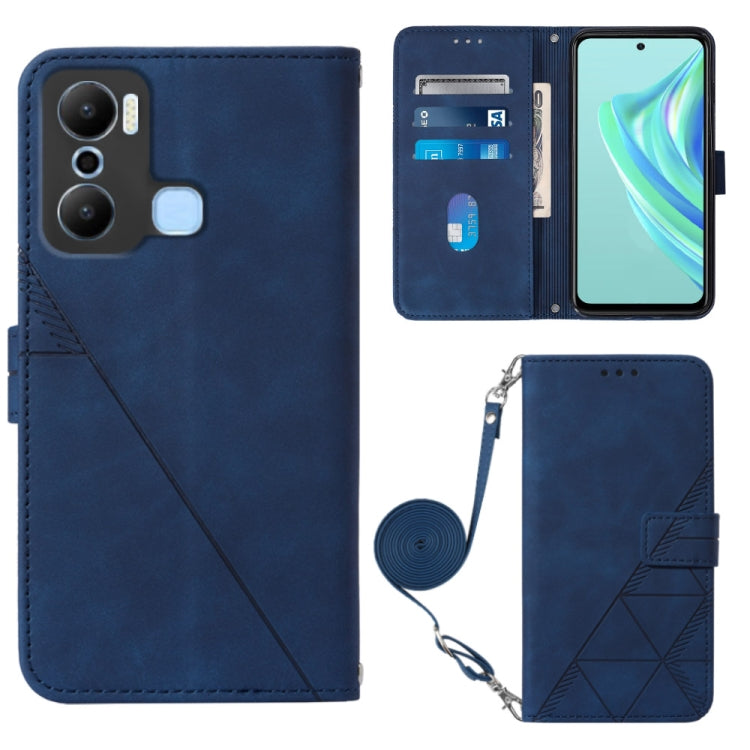 For Infinix Hot 20 Play Crossbody 3D Embossed Flip Leather Phone Case(Blue) - Infinix Cases by buy2fix | Online Shopping UK | buy2fix