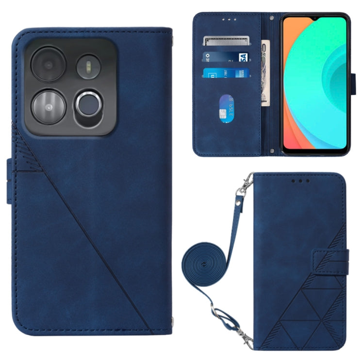 For Infinix Smart 7 Crossbody 3D Embossed Flip Leather Phone Case(Blue) - Infinix Cases by buy2fix | Online Shopping UK | buy2fix