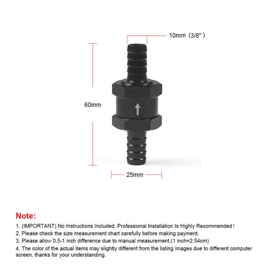 10mm Car  Aluminium Alloy Fuel Petrol One Way Non Return Check Valve - In Car by buy2fix | Online Shopping UK | buy2fix