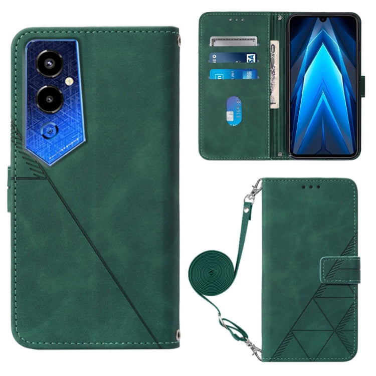 For Tecno Pova 4 Pro Crossbody 3D Embossed Flip Leather Phone Case(Dark Green) by buy2fix