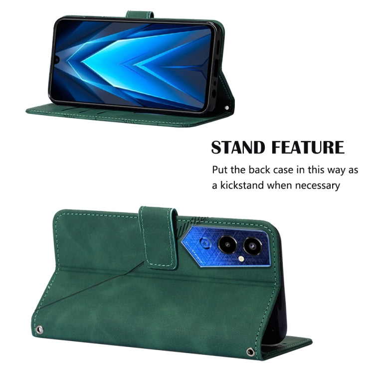 For Tecno Pova 4 Pro Crossbody 3D Embossed Flip Leather Phone Case(Dark Green) by buy2fix