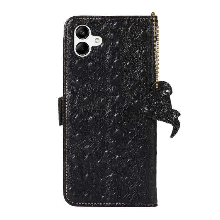 For Samsung Galaxy A04 4G Ostrich Pattern Genuine Leather RFID Phone Case(Black) by buy2fix