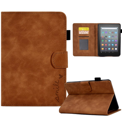 For Amazon Kindle Youth Version 2022 Embossed Smile Flip Tablet Leather Smart Case(Brown) - Amazon by buy2fix | Online Shopping UK | buy2fix