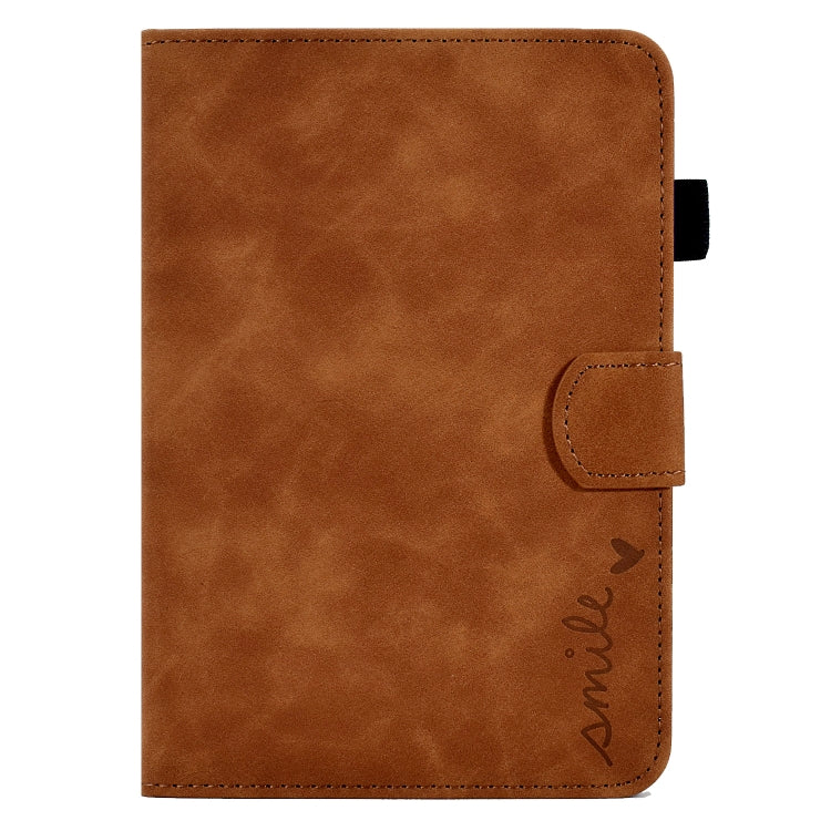 For Amazon Kindle Youth Version 2022 Embossed Smile Flip Tablet Leather Smart Case(Brown) - Amazon by buy2fix | Online Shopping UK | buy2fix
