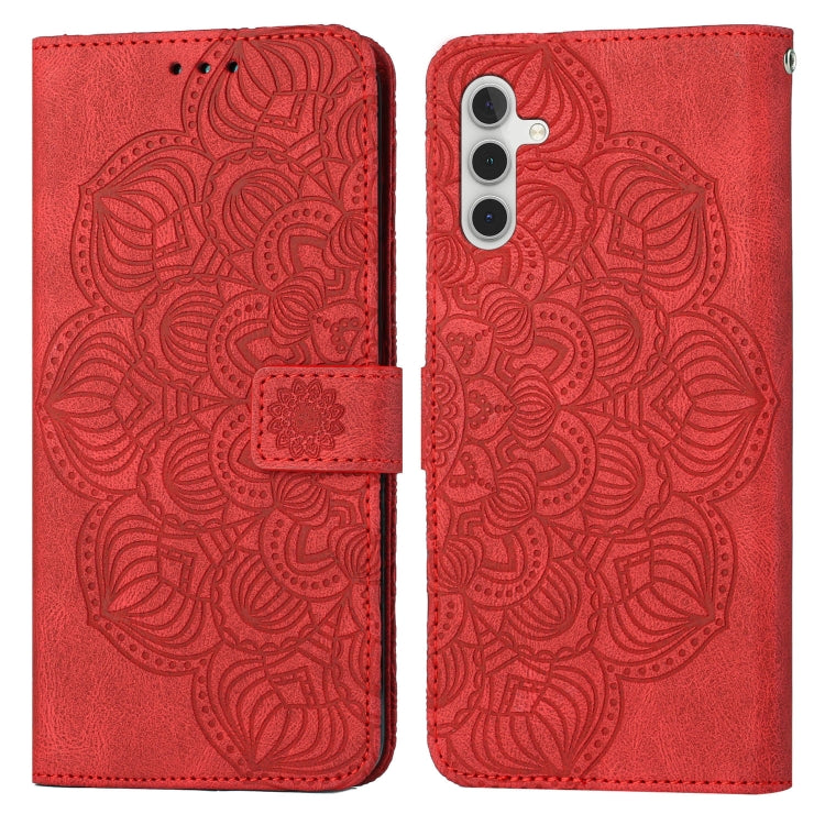 For Samsung Galaxy A34 Mandala Embossed Flip Leather Phone Case(Red) by buy2fix
