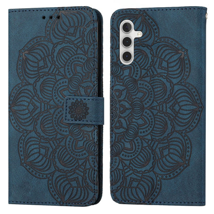 For Samsung Galaxy A54 Mandala Embossed Flip Leather Phone Case(Blue) by buy2fix