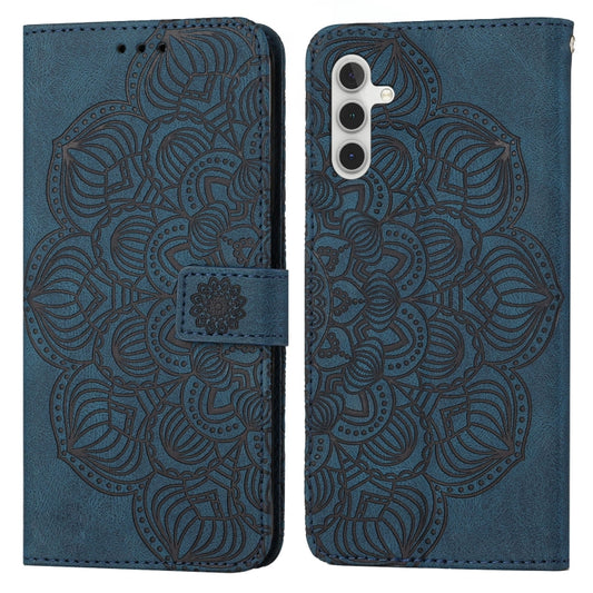 For Samsung Galaxy A54 Mandala Embossed Flip Leather Phone Case(Blue) by buy2fix