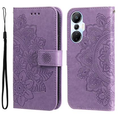 For Infinix Hot 20s 7-petal Flowers Embossing Leather Phone Case(Light Purple) - Infinix Cases by buy2fix | Online Shopping UK | buy2fix
