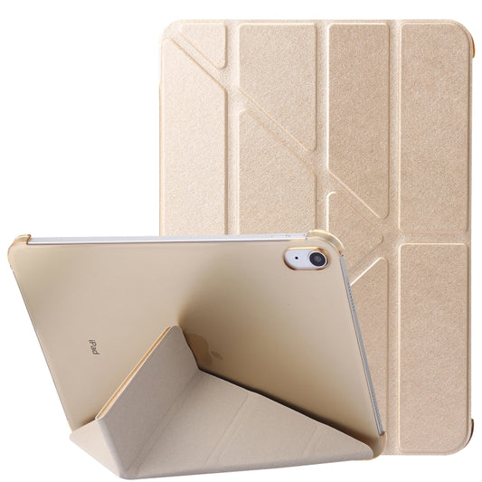 For iPad 2025 / 2022 Silk Texture Horizontal Deformation Flip Tablet Leather Case with Holder(Gold) - iPad 2025 / 2022 Cases by buy2fix | Online Shopping UK | buy2fix