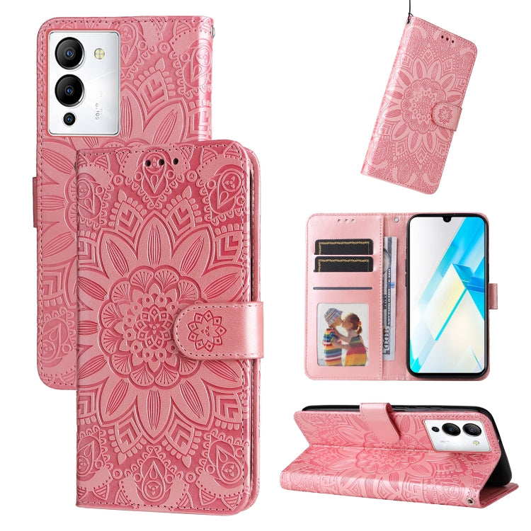 For Infinix Note 12 / G96 Embossed Sunflower Leather Phone Case(Pink) - Infinix Cases by buy2fix | Online Shopping UK | buy2fix
