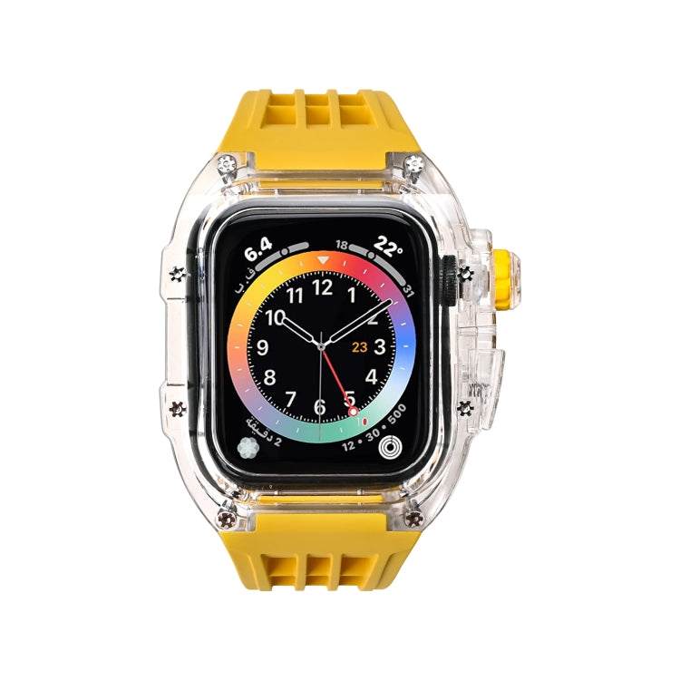 Fluorine Rubber Clear Watch Band Case For Apple Watch Series 9&8&7 45mm/SE2025&SE 2&6&SE&5&4 44mm(Yellow) by buy2fix