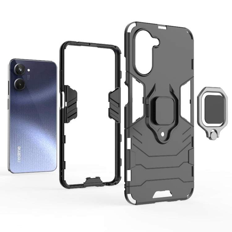 For Realme 10 4G Magnetic Ring Holder PC + TPU Phone Case(Navy Blue) - Realme Cases by buy2fix | Online Shopping UK | buy2fix