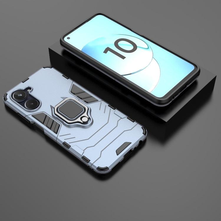For Realme 10 4G Magnetic Ring Holder PC + TPU Phone Case(Navy Blue) - Realme Cases by buy2fix | Online Shopping UK | buy2fix