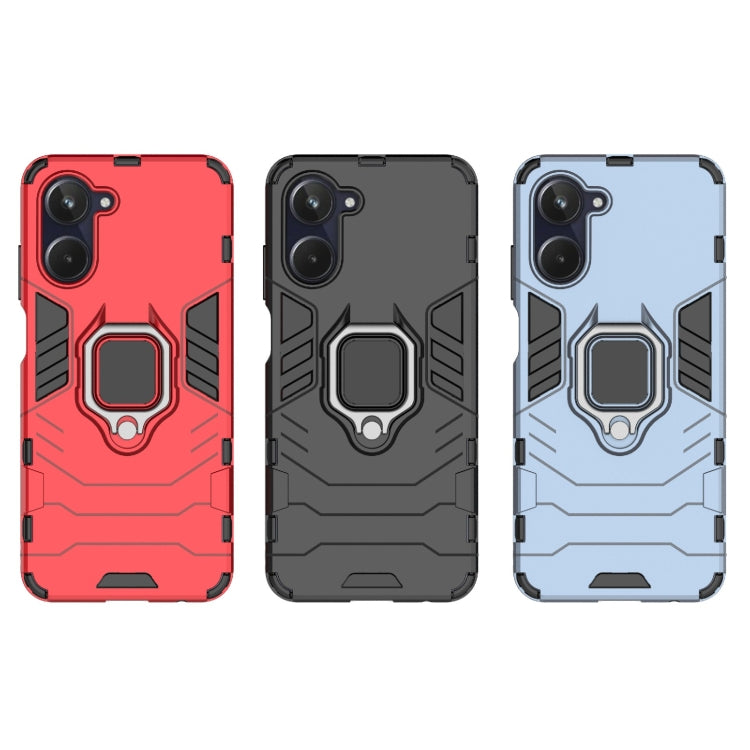 For Realme 10 4G Magnetic Ring Holder PC + TPU Phone Case(Navy Blue) - Realme Cases by buy2fix | Online Shopping UK | buy2fix