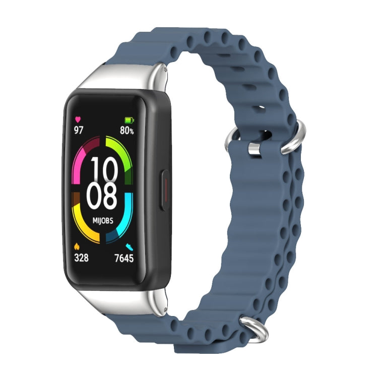 For Huawei Band 6 / Honor Band 6 / 7 MIJOBS CS Marine Silicone Breathable Watch Band(Space Blue Silver) - Watch Bands by MIJOBS | Online Shopping UK | buy2fix