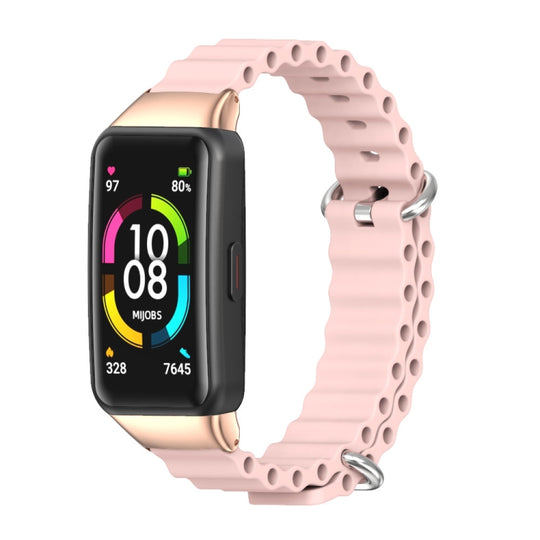 For Huawei Band 6 / Honor Band 6 / 7 MIJOBS CS Marine Silicone Breathable Watch Band(Pink Rose Gold)