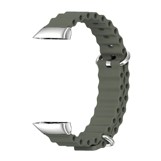 For Huawei Band 7 / 7 NFC MIJOBS CS Marine Silicone Breathable Watch Band(Khaki Green Silver) - Watch Bands by MIJOBS | Online Shopping UK | buy2fix