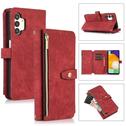 For Samsung Galaxy A13 4G / 5G / A04 / A04s Dream 9-Card Wallet Zipper Bag Leather Phone Case(Red) by buy2fix