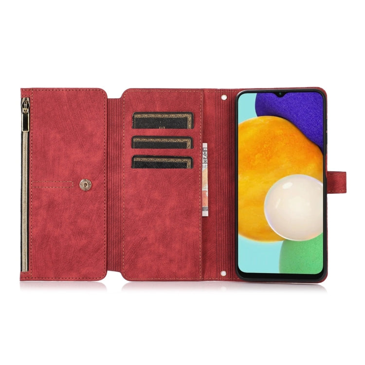 For Samsung Galaxy A13 4G / 5G / A04 / A04s Dream 9-Card Wallet Zipper Bag Leather Phone Case(Red) by buy2fix