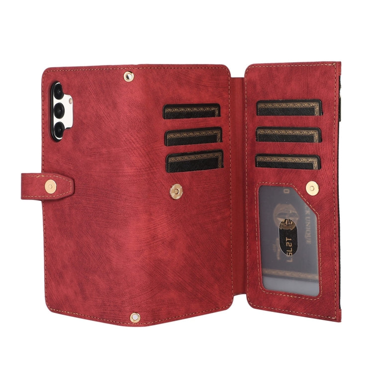 For Samsung Galaxy A13 4G / 5G / A04 / A04s Dream 9-Card Wallet Zipper Bag Leather Phone Case(Red) by buy2fix
