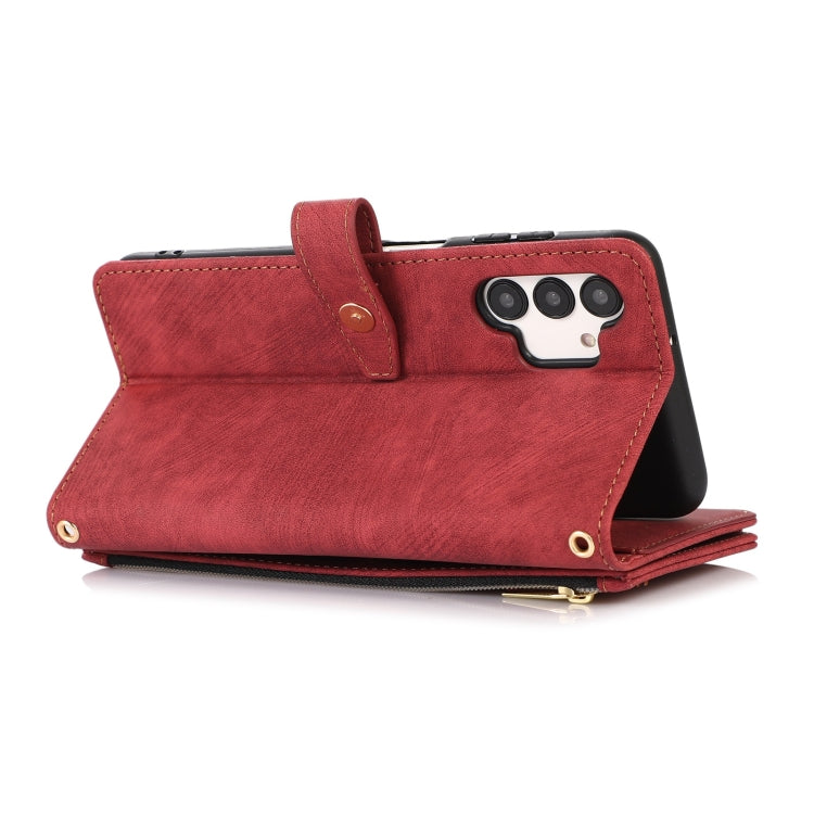 For Samsung Galaxy A13 4G / 5G / A04 / A04s Dream 9-Card Wallet Zipper Bag Leather Phone Case(Red) by buy2fix