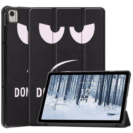 For Nokia T21 Custer Painted 3-Fold Holder Leather Smart Tablet Case(Big Eye Me) - Nokia by buy2fix | Online Shopping UK | buy2fix