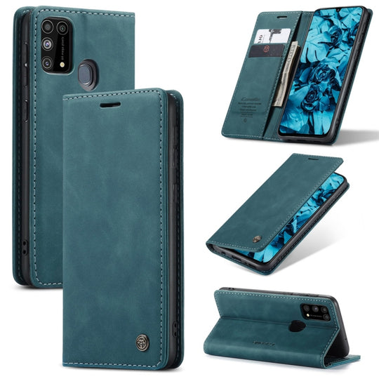 For Galaxy M31 CaseMe-013 Multifunctional Horizontal Flip Leather Case with Card Slot & Holder & Wallet(Blue)