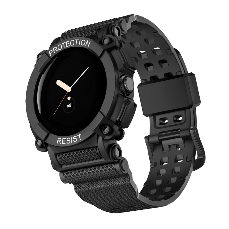 For Google Pixel Watch Three-proof Solid Color Integrated Watch Band(Black) by buy2fix