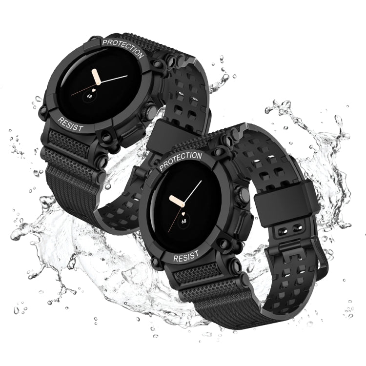 For Google Pixel Watch Three-proof Solid Color Integrated Watch Band(Black) by buy2fix