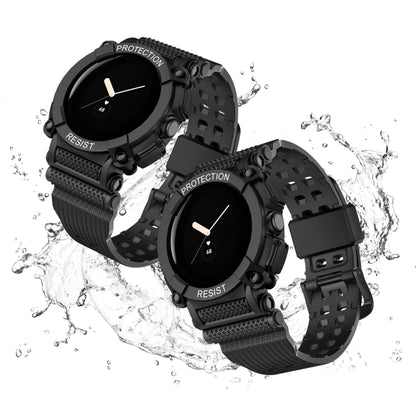 For Google Pixel Watch Three-proof Solid Color Integrated Watch Band(Black) by buy2fix